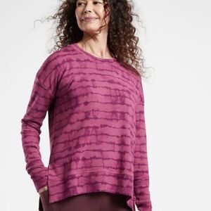 Athleta Womens Coaster Luxe Recover Sweatshirt Size X Small Purple Pink Tie Dye
